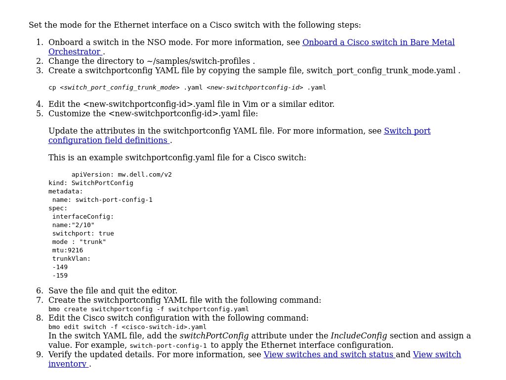 Ethernet interface configuration - Cisco switch | Bare Metal ...