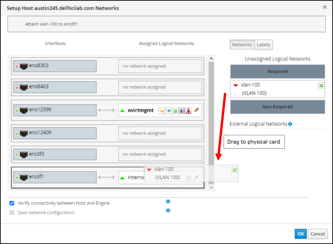 Assign logical network to interface 