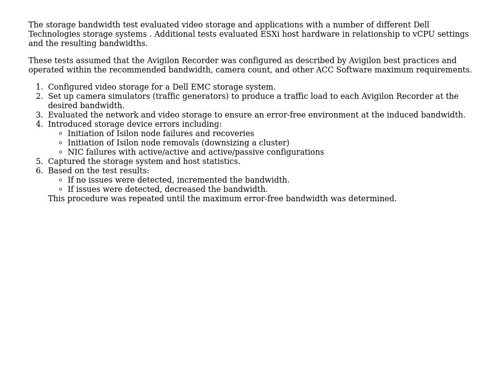 Storage Bandwidth And Configuration Test 