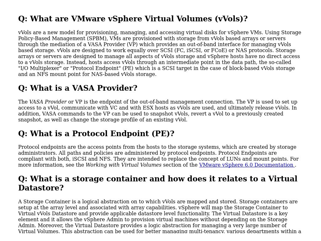 Requirements And Capabilities Virtual Volumes Vvols Faqs Vmware