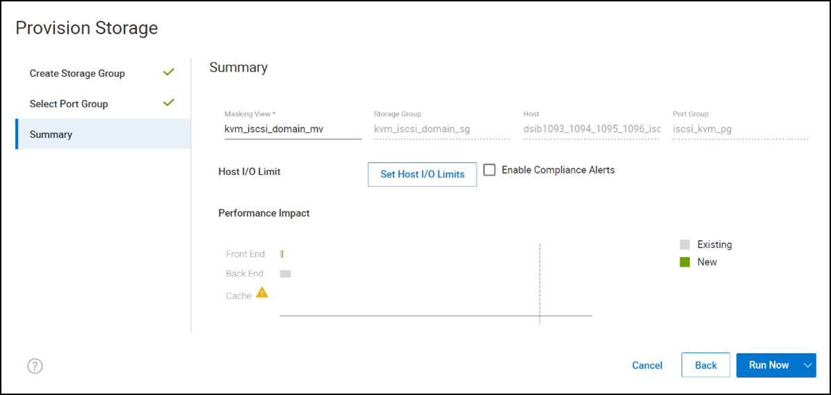 A screenshot of Provision storage to host – view summary