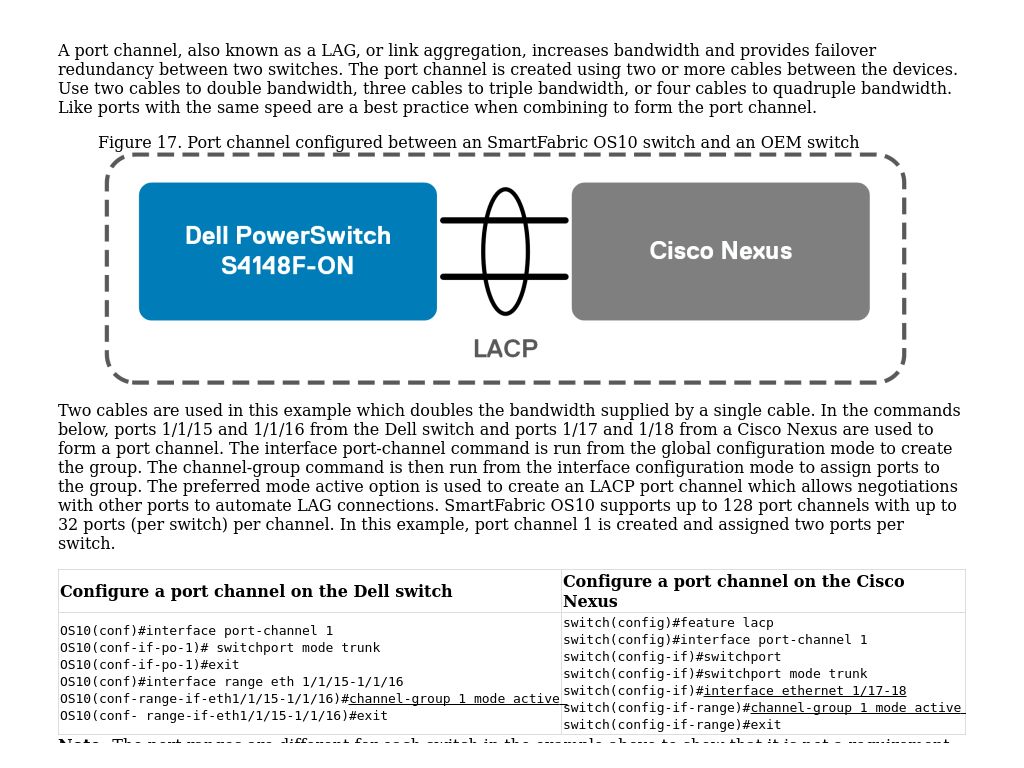 Port Channels Dell SmartFabric OS10 Enterprise Edition Quick Start 