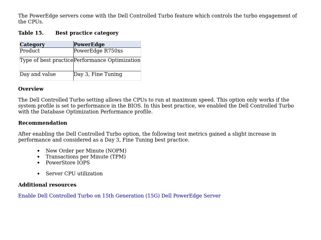 PowerEdge R750xs: Dell Controlled Turbo | SQL Server 2019 Best ...