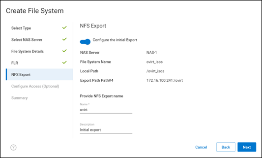 Create e NFS file system in PowerMax – define NFS export