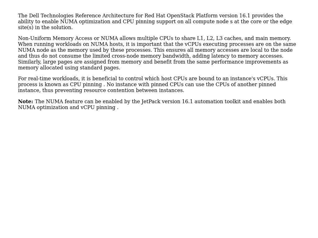 Numa Optimization And Cpu Pinning Reference Architecture Guide Red Hat Openstack Platform Version 16 1 Dell Technologies Info Hub
