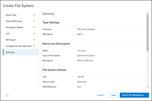 Create NFS file system in PowerMax – complete wizard