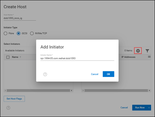  Adding an iSCSI initiator manually