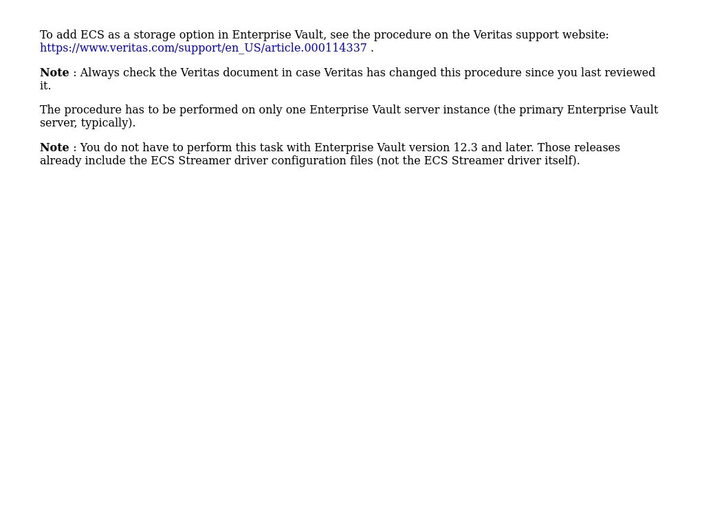 Adding ECS As Enterprise Vault Storage Option | Dell ECS: Using Veritas ...