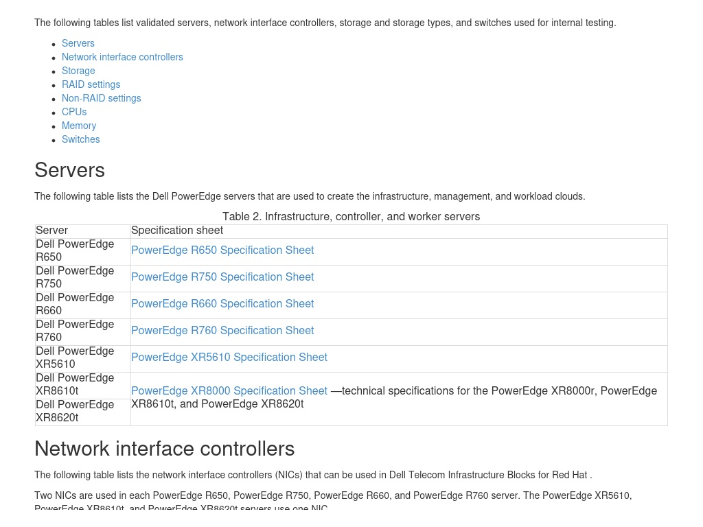 Validated and tested hardware components | Dell Telecom Infrastructure ...