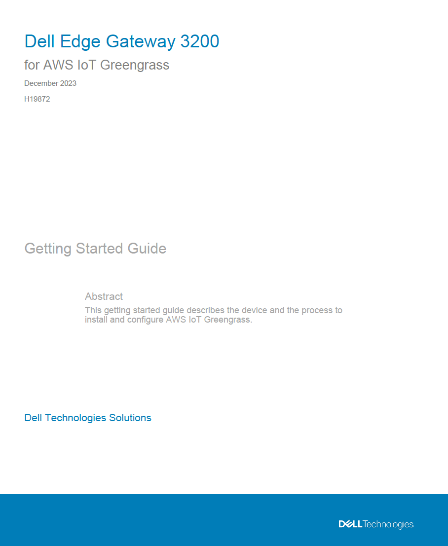 Dell Edge Gateway 3200 For Aws Iot Greengrass Getting Started Guide