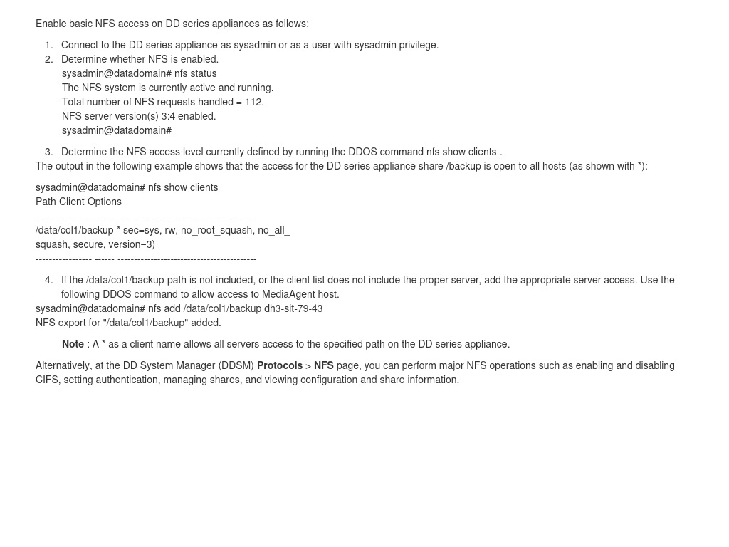 Enabling basic NFS access on DD series appliances | Dell PowerProtect ...