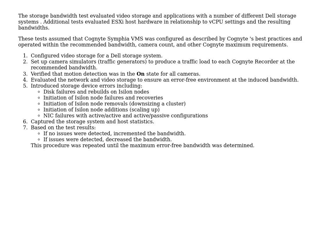 Storage Bandwidth And Configuration Test 