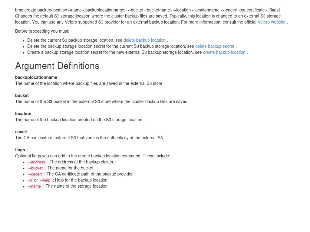 Create Backup Location | Bare Metal Orchestrator 2.2 Command Line ...