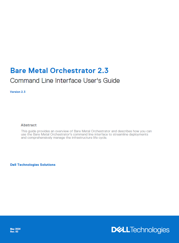 Bare Metal Orchestrator 2.3 Command Line Interface User’s Guide | Dell ...