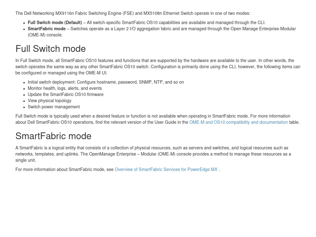 Operating modes | Dell PowerEdge MX Networking Deployment Guide | Dell ...