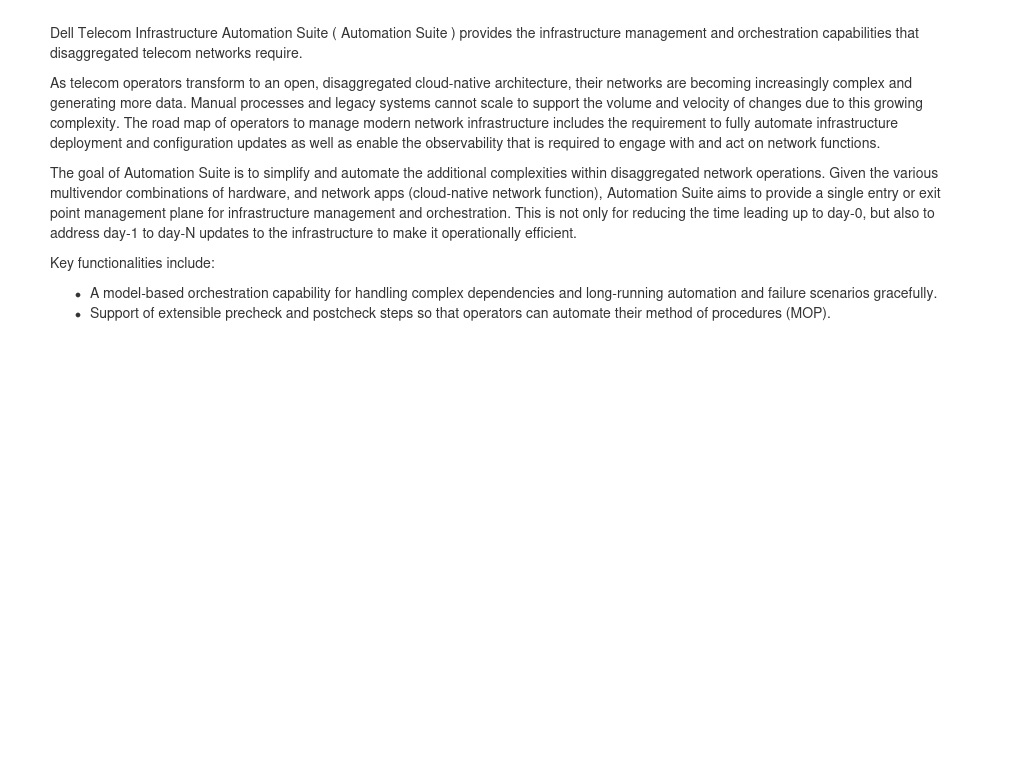 Dell Telecom Infrastructure Automation Suite introduction | Dell ...