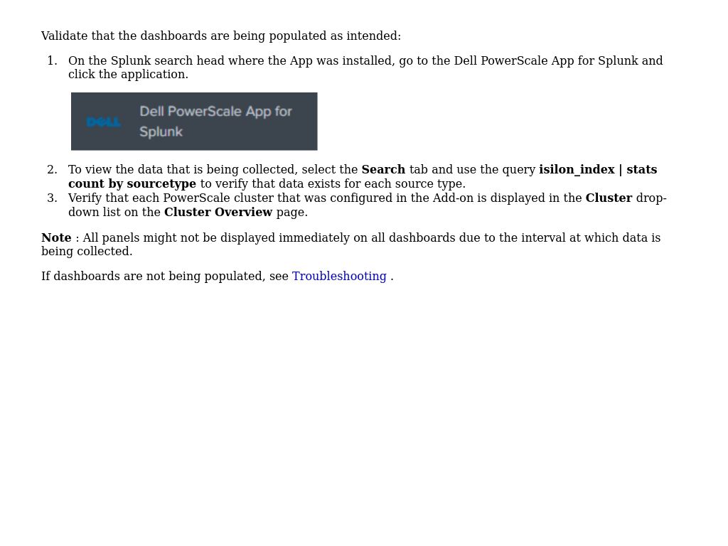 Step 7: Validate Data Collection | Dell PowerScale App For Splunk ...