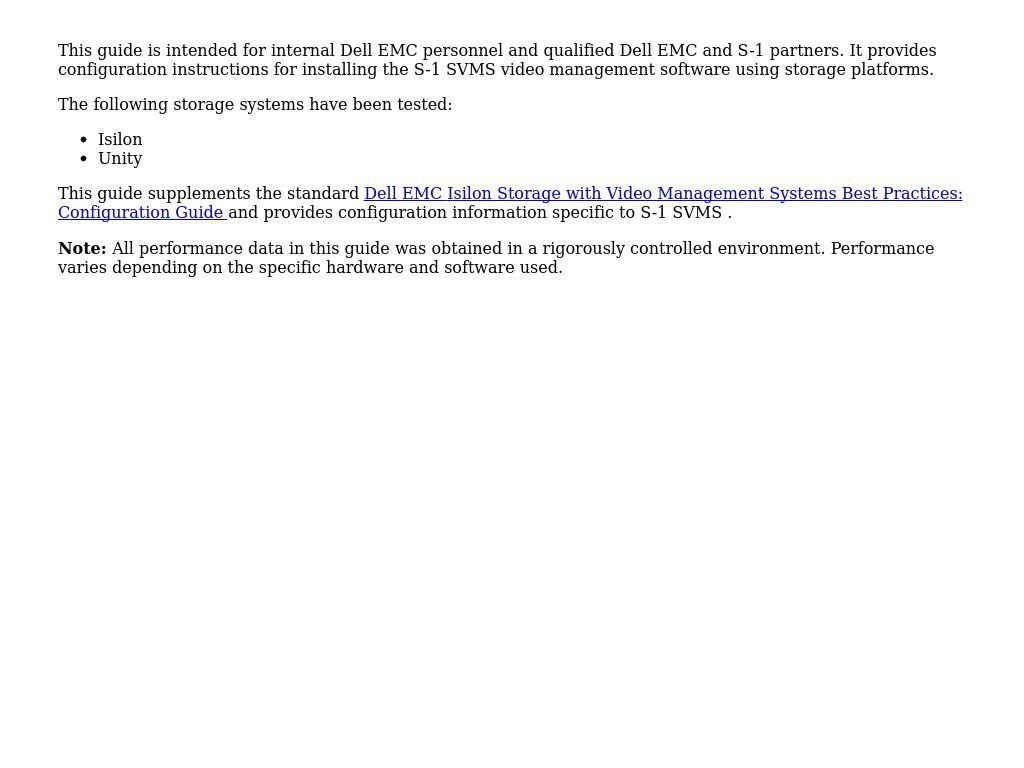 Scope | Configuration Best Practices—Dell EMC Storage with S-1 Video ...