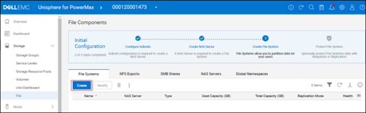 Create NFS file system in PowerMax – start the wizard