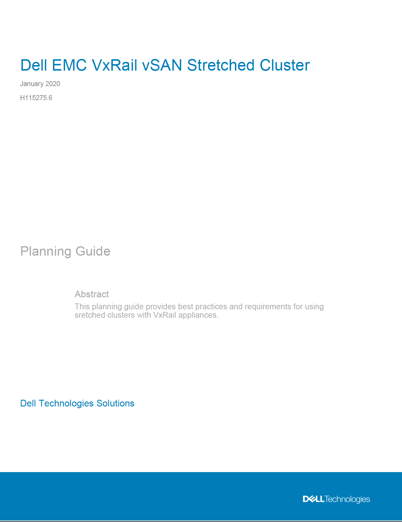 Planning Guide—Dell EMC VxRail 4.x vSAN Stretched Cluster | Dell