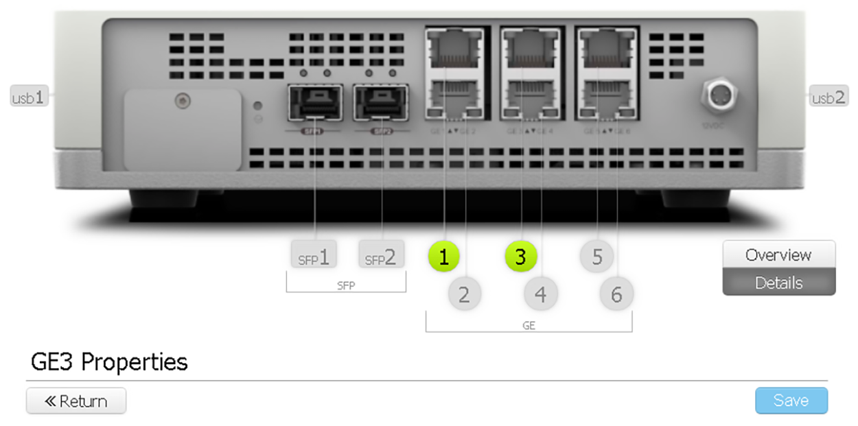 GE3 shown with active WAN connectivity