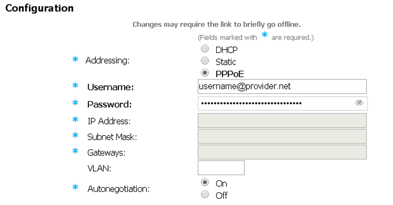 PPPoE configuration