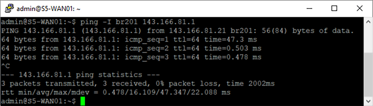 Ping gateway address