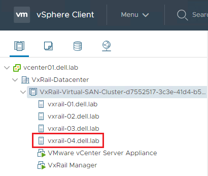 Fourth VxRail node added to the cluster