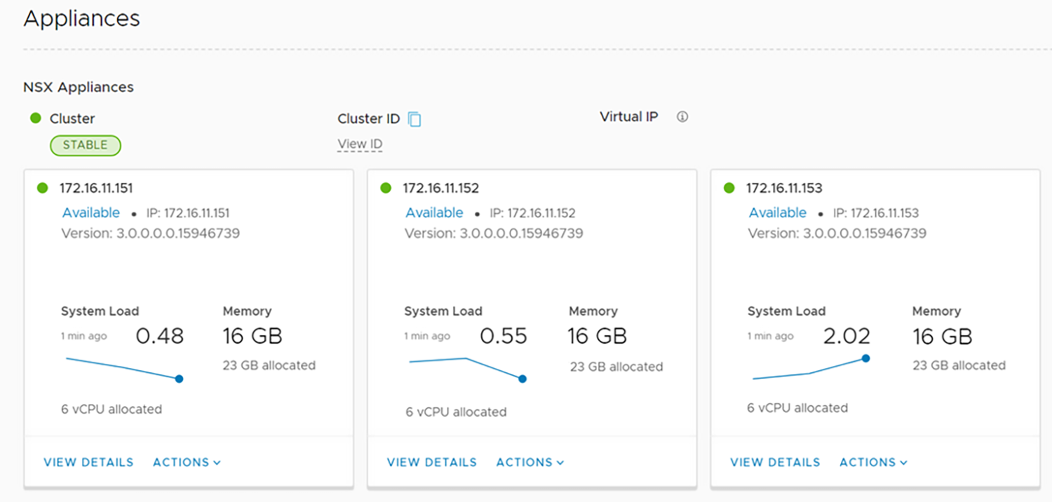 NSX Appliance Cluster with Additional NSX Manager VMs