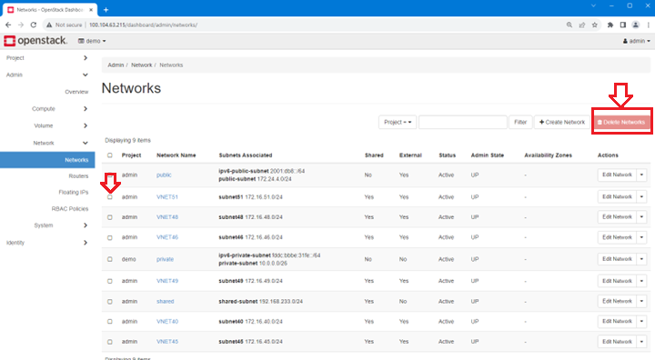 OpenStack Networks page