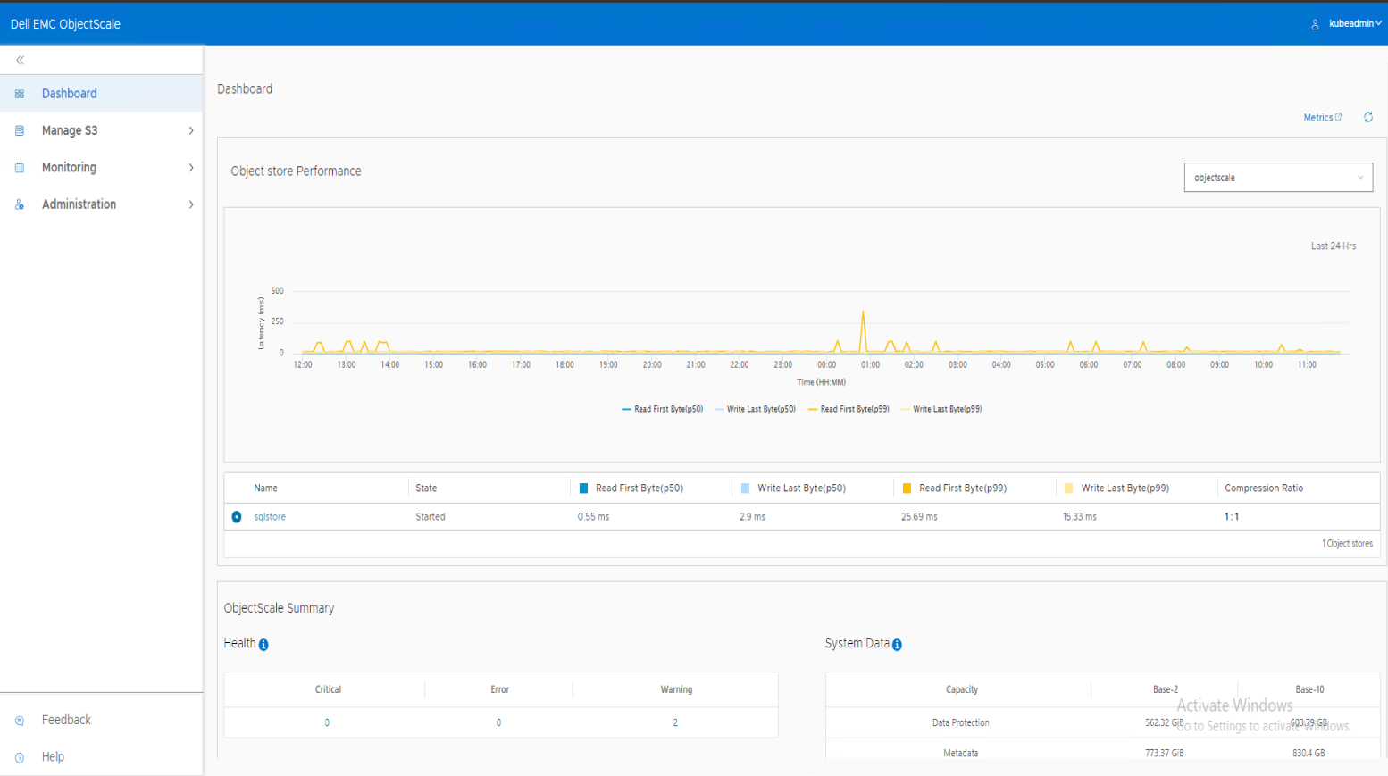 Figure 16 is a screenshot of the ObjectScale dashboard.