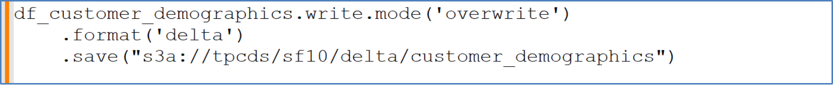 This is a script for the data frame  Delta Lake format on ObjectScale bucket.