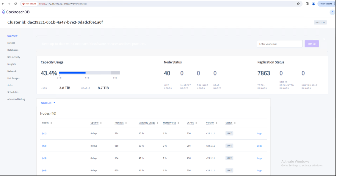 This figure shows the new DB console login page.