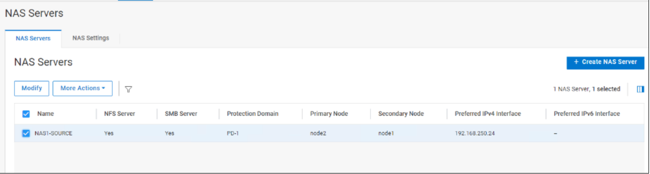 This image shows the NAS file server that is created.