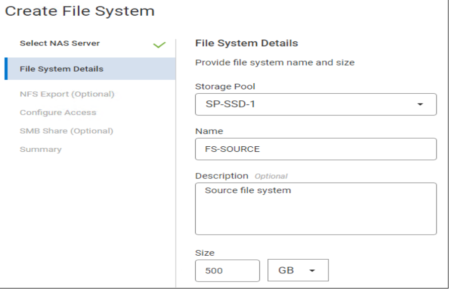 This image shows the File system details.