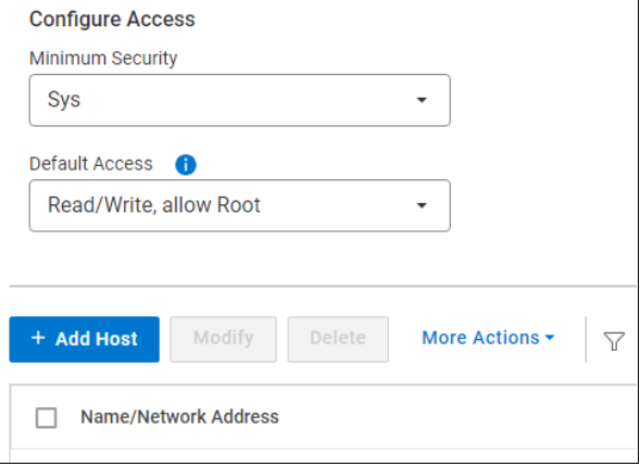 This image shows the configure access window.