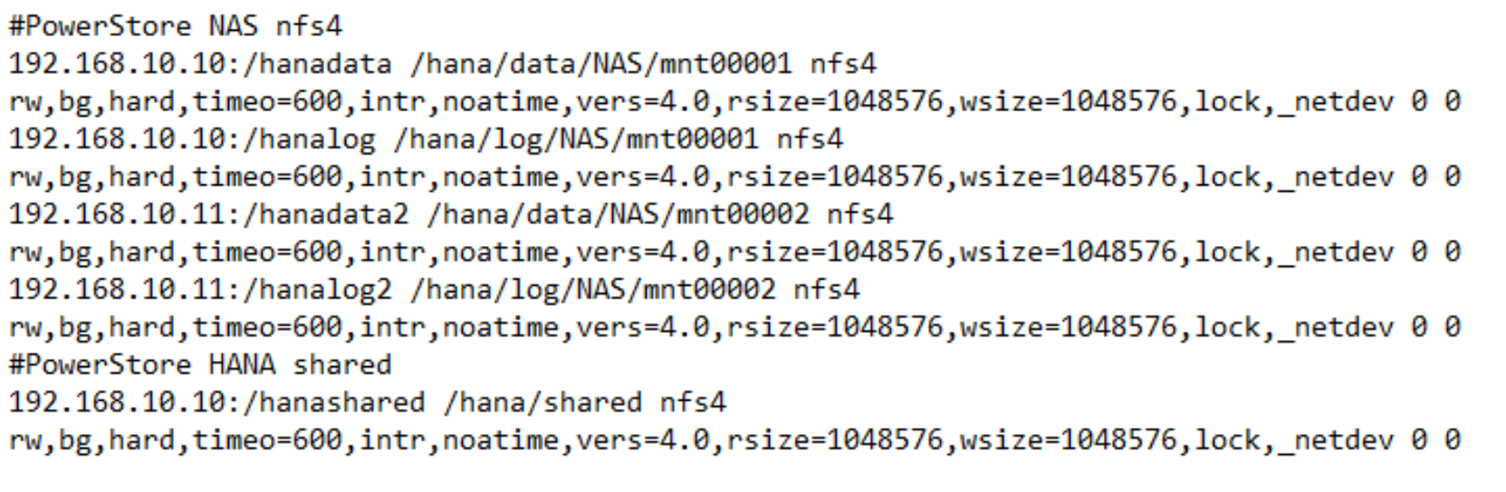 A code snippet showing an example of NFS4 mount parameters