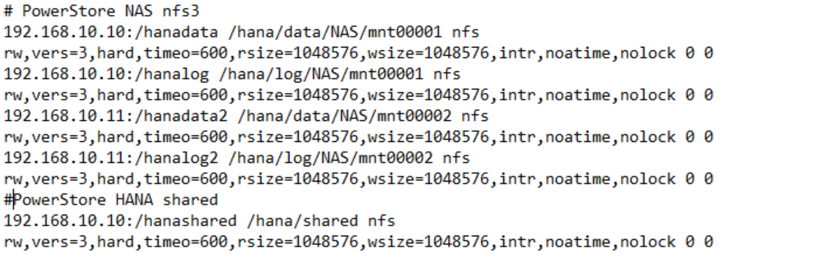 A code snippet showing an example of NFS3 mount parameters