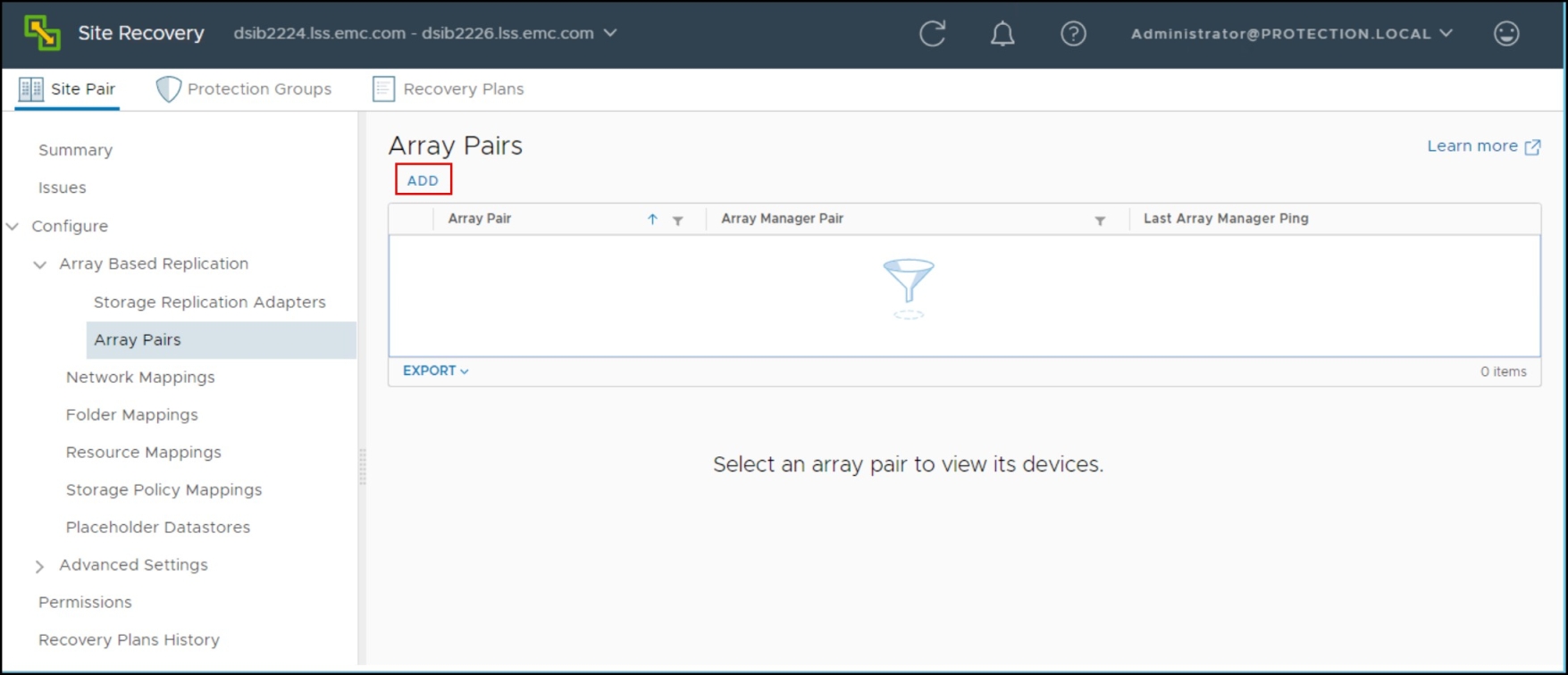 Figure 28. Add Array Manager SRM 