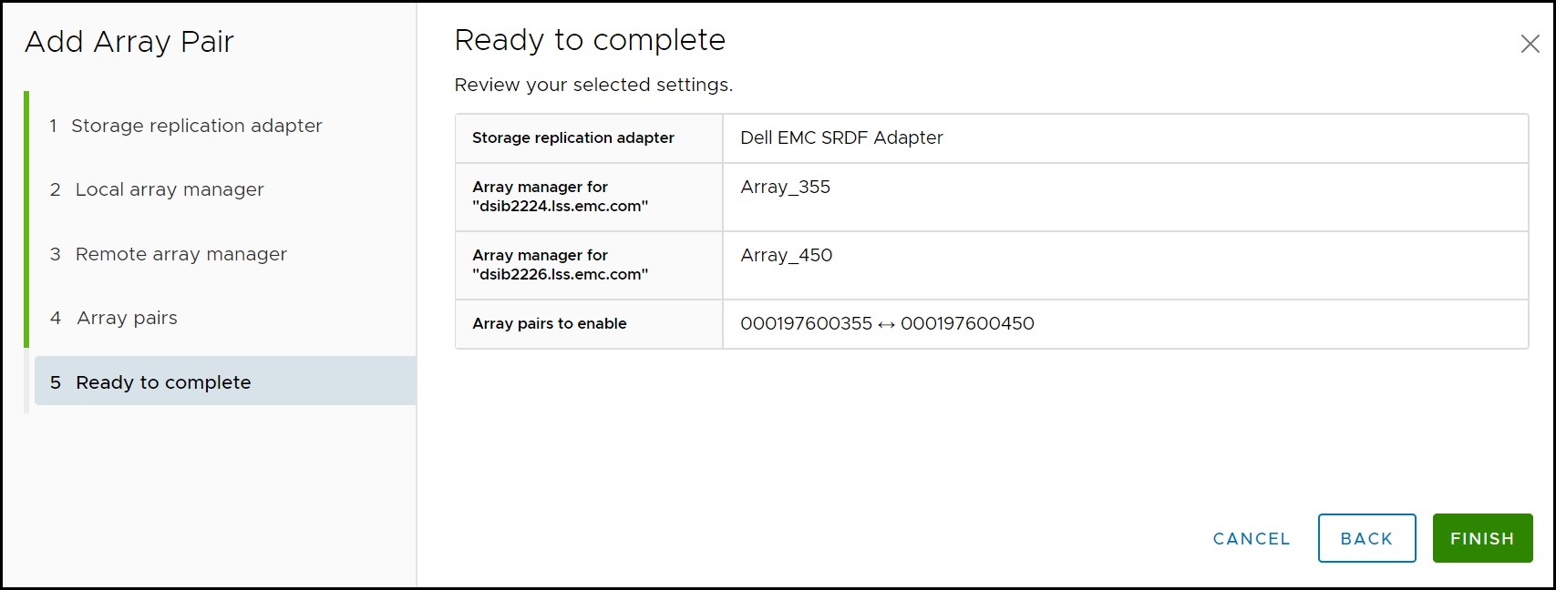 Figure 33. Add Array Pair - step 5