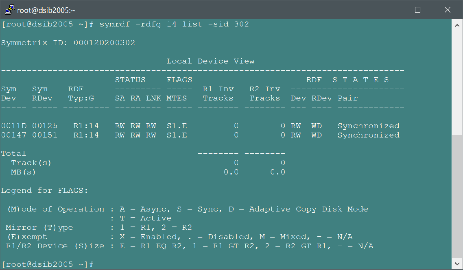 Figure 106. Querying for SRDF status with Solutions Enabler  