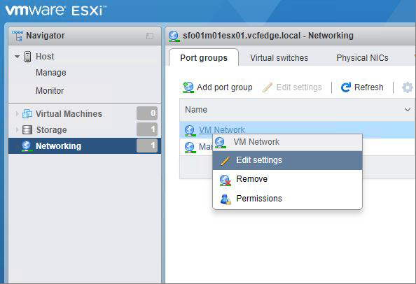 This image shows the ESXi web interface—Edit settings page.