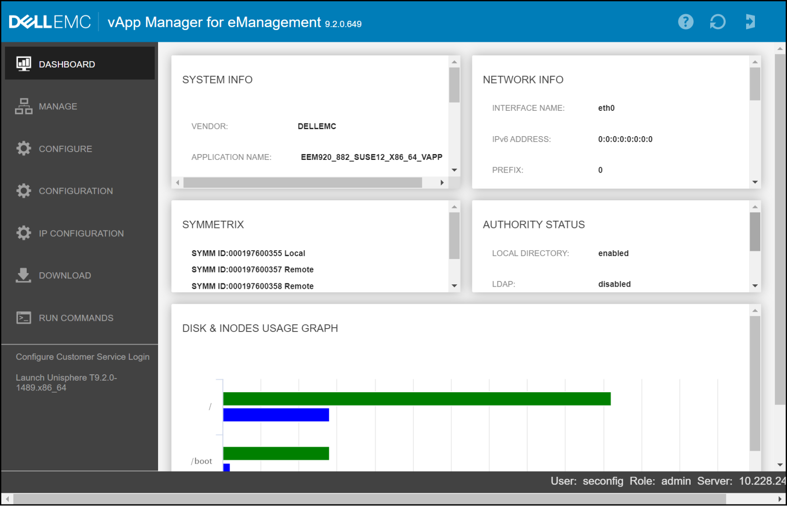 Figure 76. Unisphere for PowerMax 9.x virtual appliance eManagement web interface 