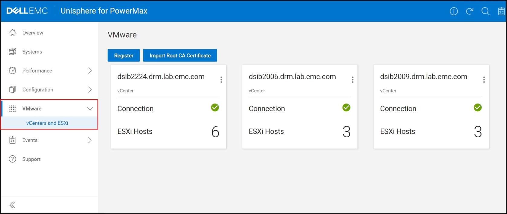 Figure 77. Unisphere for PowerMax VMware integration 