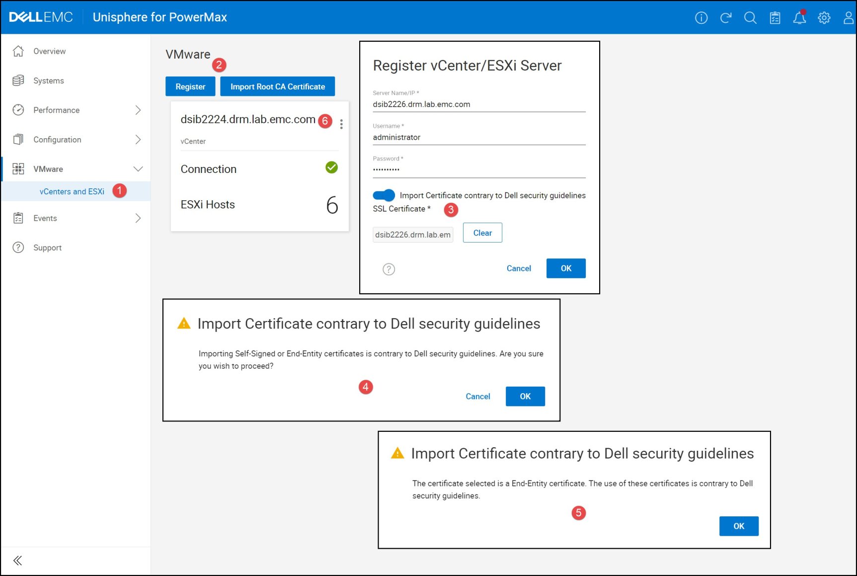 Figure 79. Unisphere for PowerMax add ESXi/vCenter host