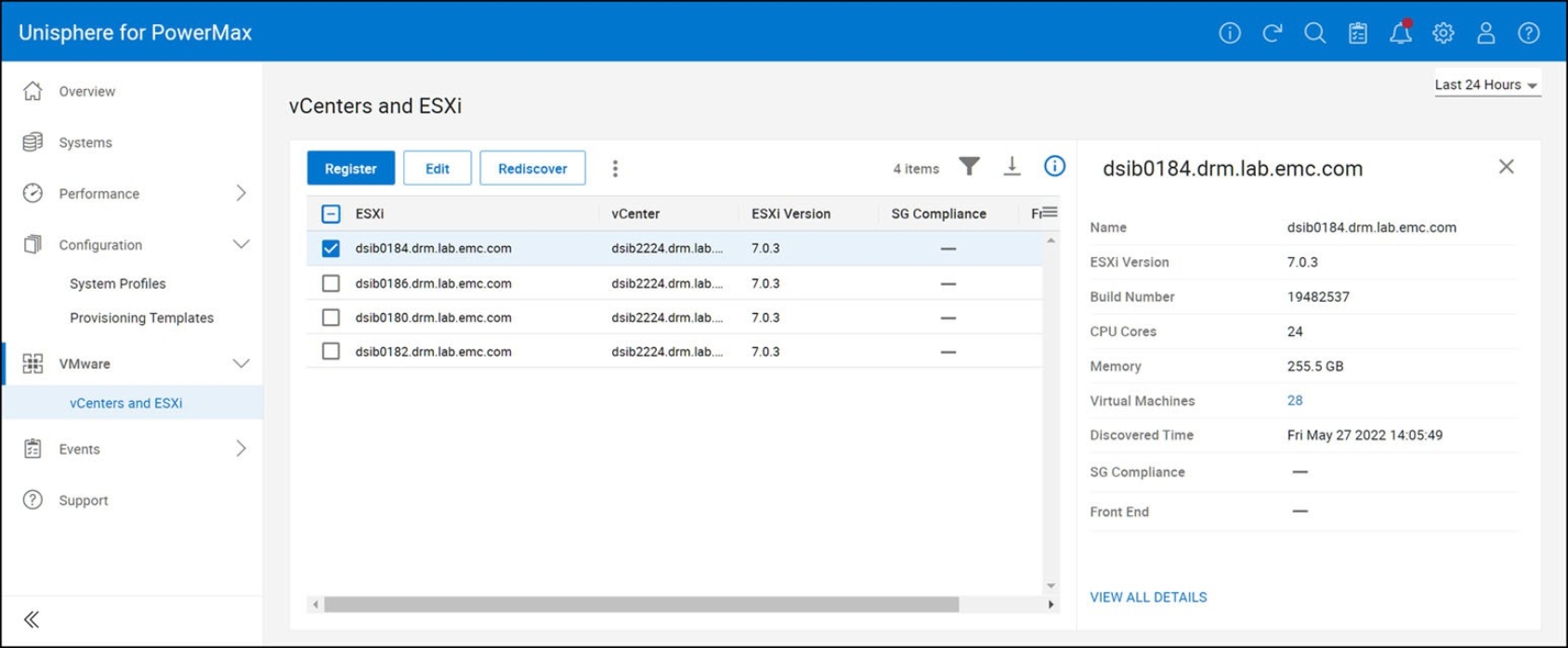 Figure 80. Unisphere for PowerMax registered vCenter 