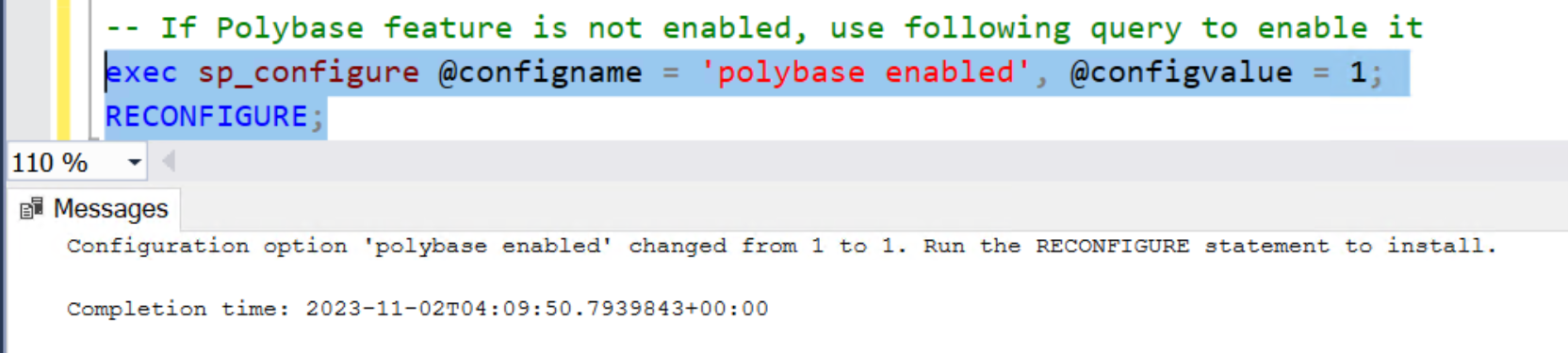 This is an example of how to enable polybase