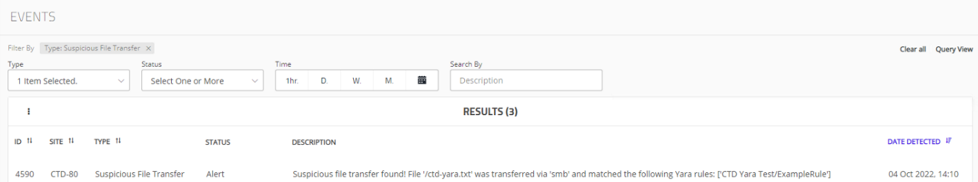CTD YARA rule match for suspicious file transfer