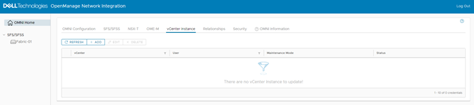 OMNI web UI vCenter Instance page