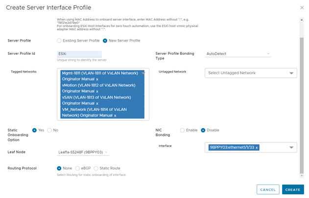 SFS UI sample server profile for static onboarding